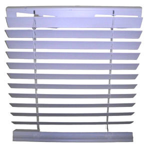 Custom White Cordless 2" Faux Wood Blinds, Room Darkening - 23"W x 36"L